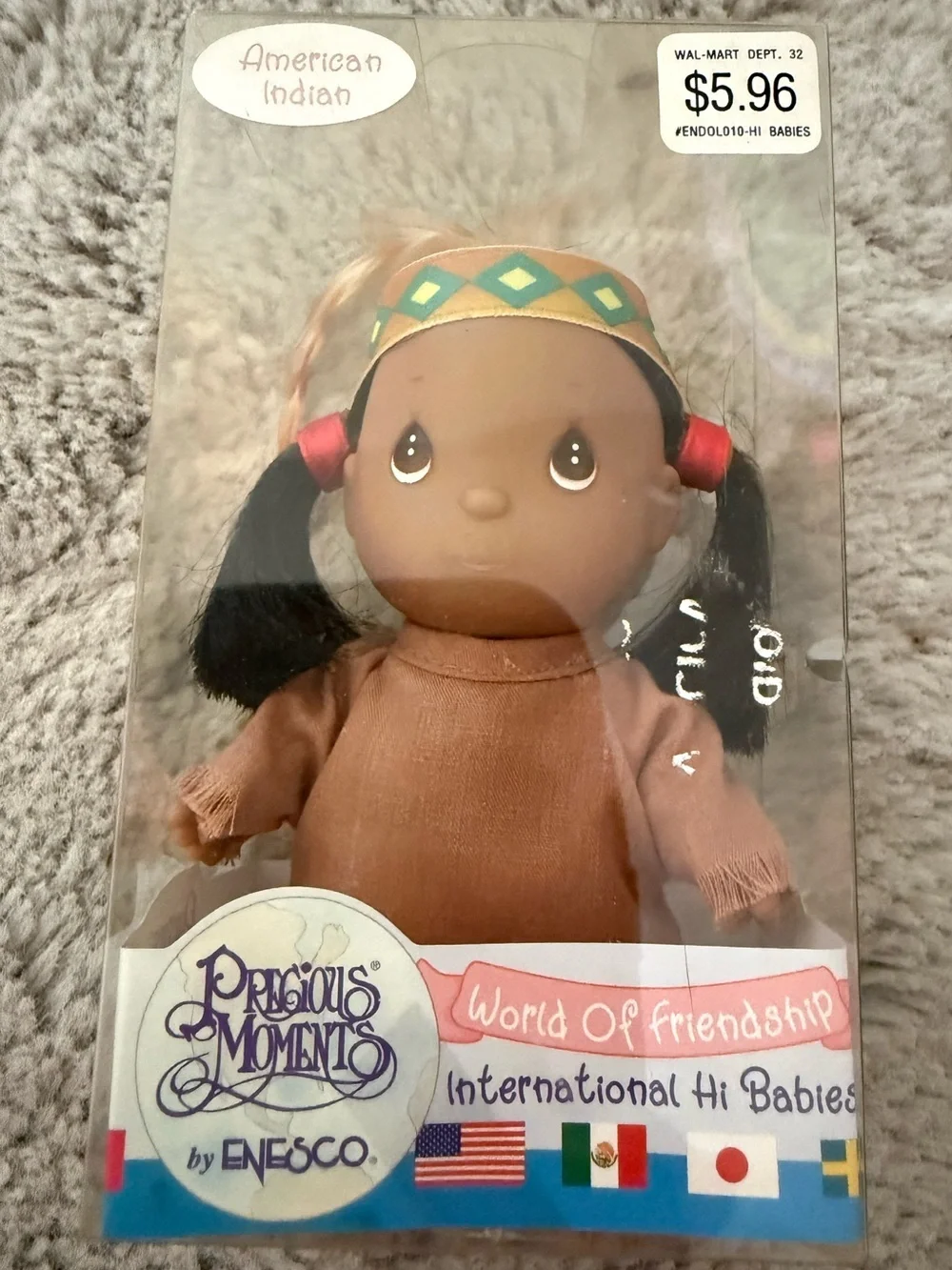 Precious Moments Enesco American Indian World of Friendship Hi Babies Doll NIB